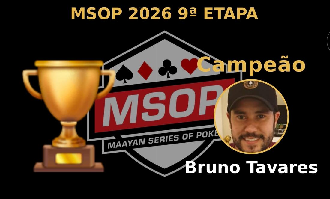 Projeção anunciando o campeão do torneio com foto e troféu